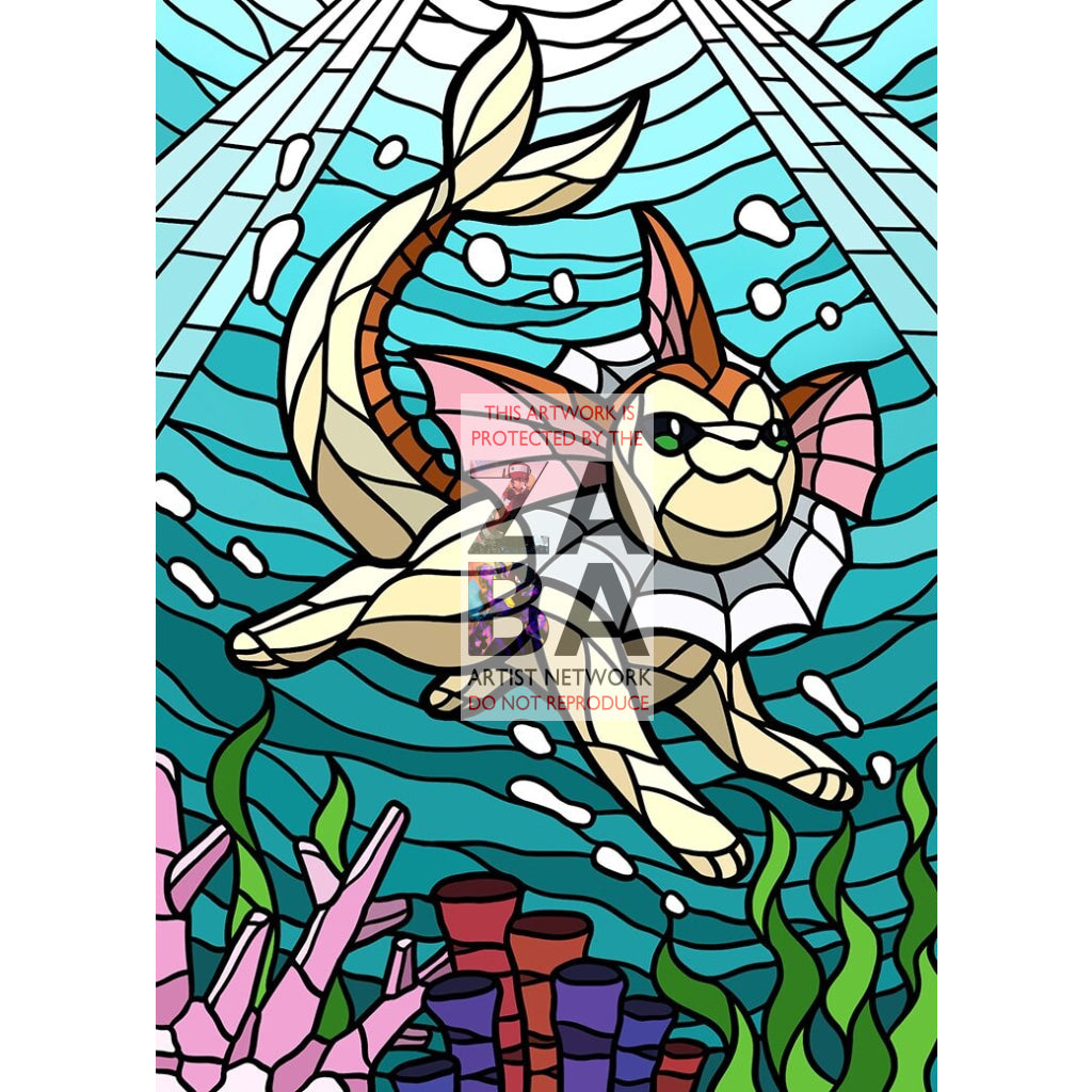 Vaporeon V Stained-Glass Custom Pokemon Card - ZabaTV