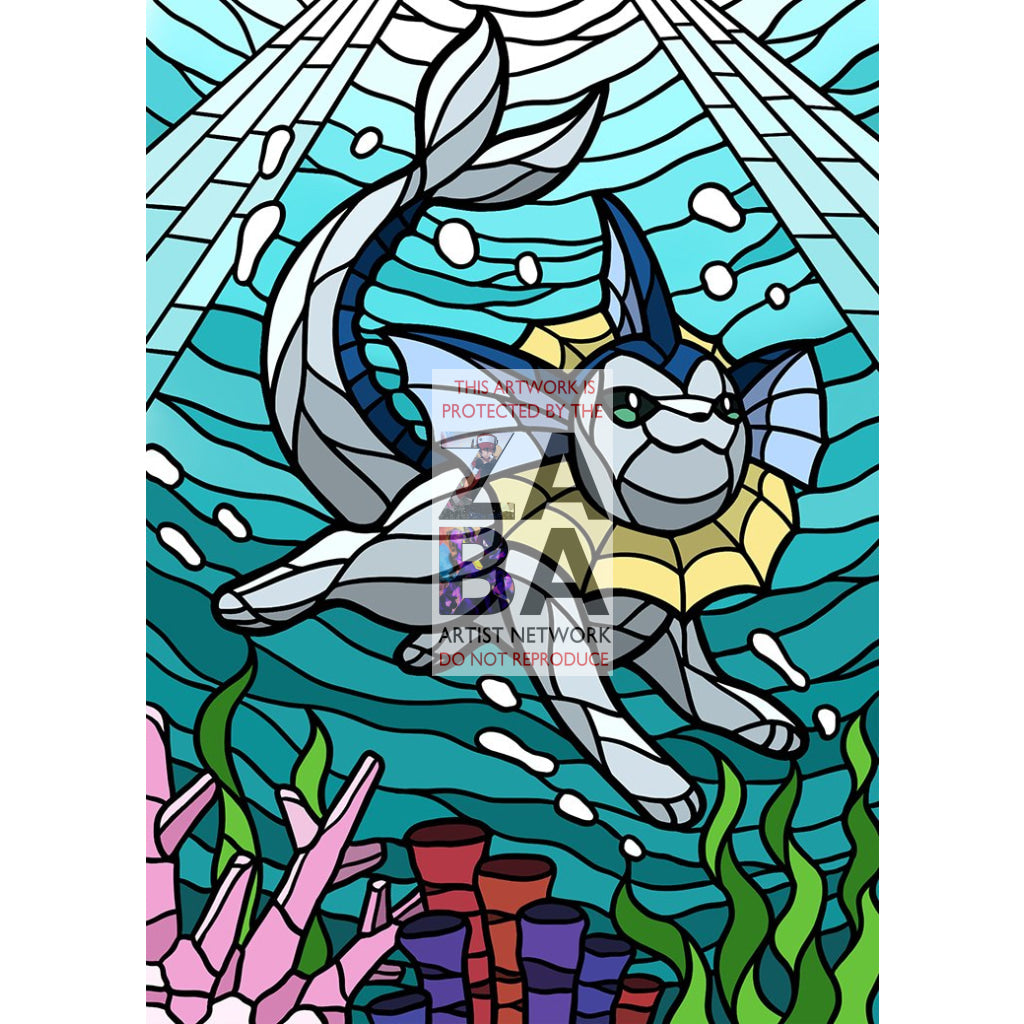 Vaporeon V Stained-Glass Custom Pokemon Card - ZabaTV