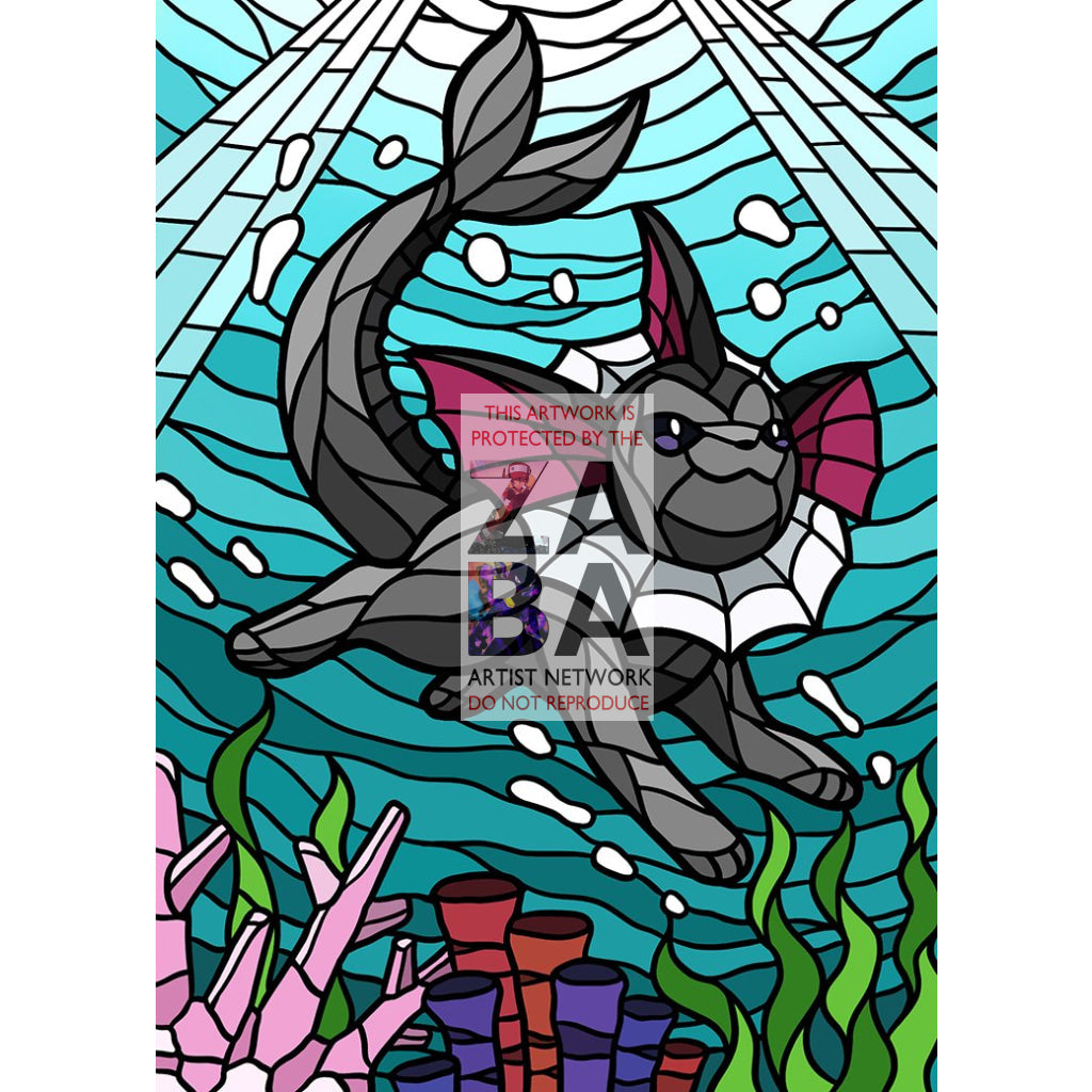 Vaporeon V Stained-Glass Custom Pokemon Card - ZabaTV