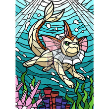 Vaporeon V Stained-Glass Custom Pokemon Card Goldfish Textless / Silver Foil