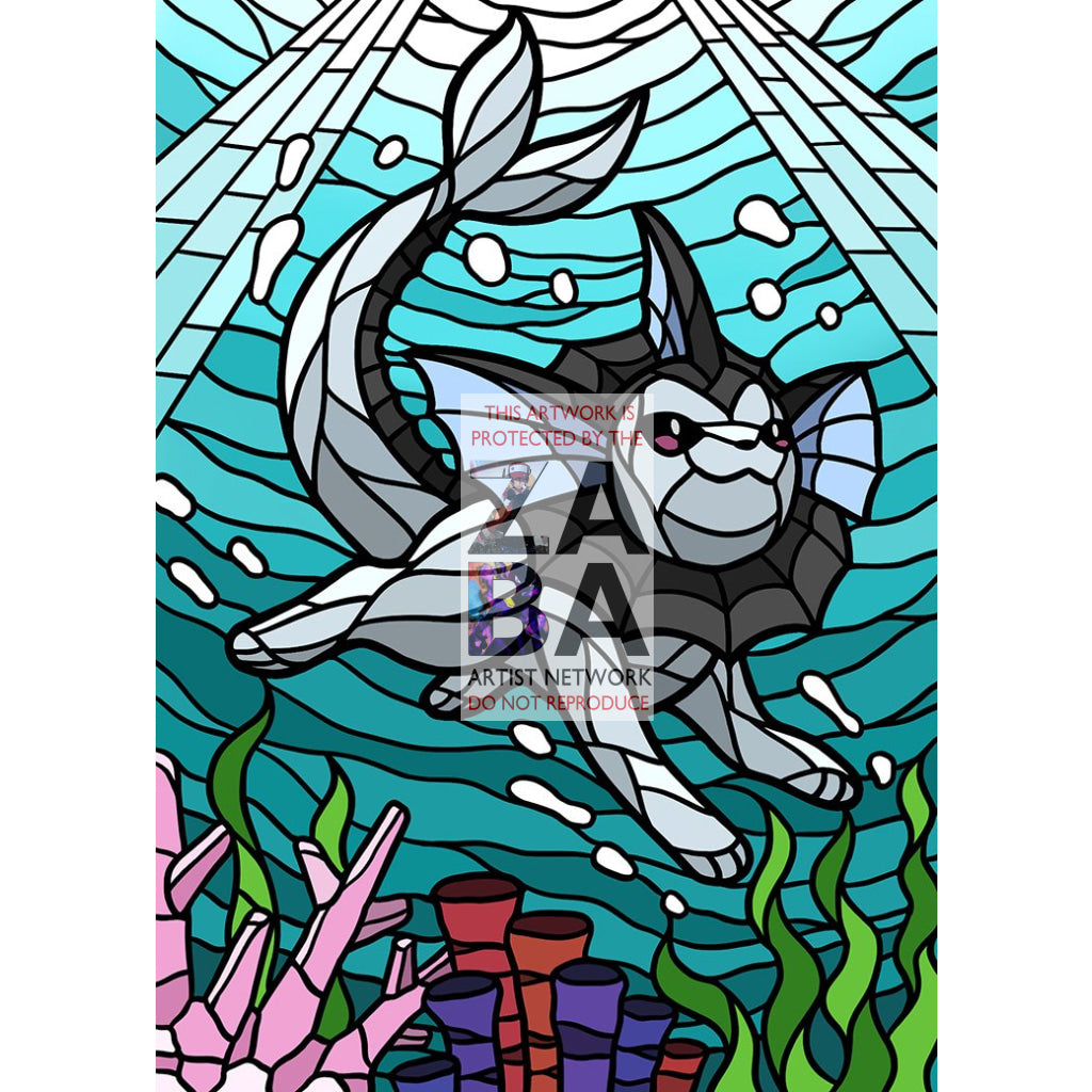 Vaporeon V Stained-Glass Custom Pokemon Card - ZabaTV