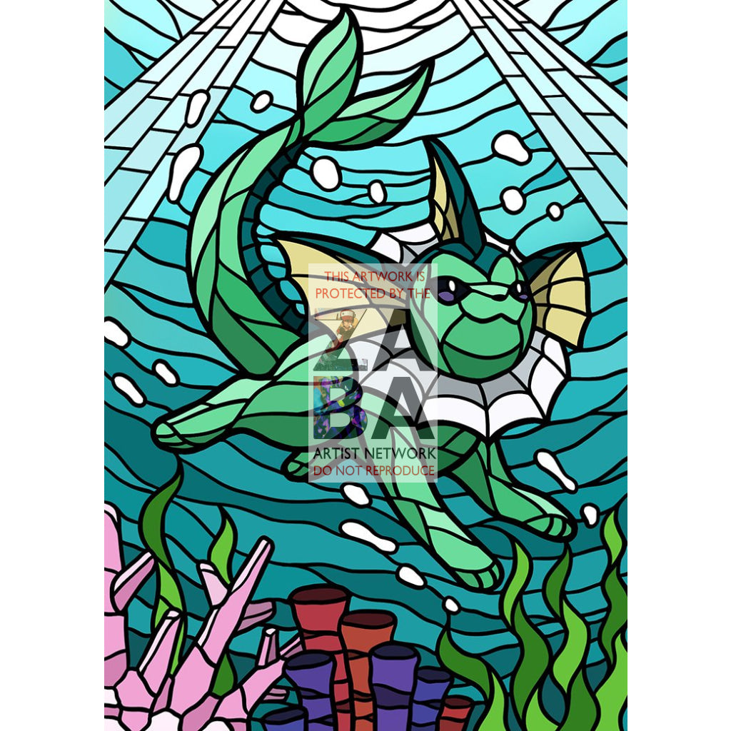 Vaporeon V Stained-Glass Custom Pokemon Card - ZabaTV