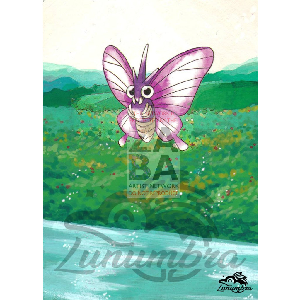 Venomoth 29/64 Jungle Set Extended Art Custom Pokemon Card Textless Silver Holographic