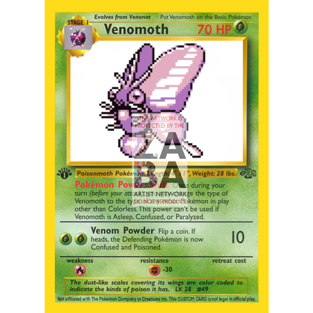 Venomoth Game Sprite Custom Pokemon Card - ZabaTV