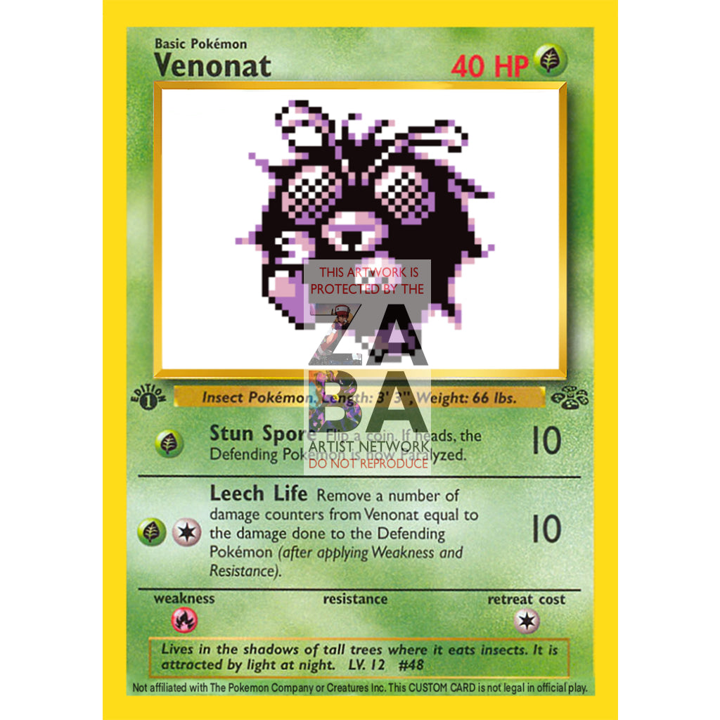 Venonat Game Sprite Custom Pokemon Card - ZabaTV