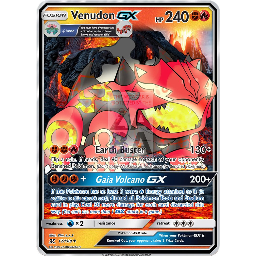 Venudon GX (Venusaur + Groudon) Custom Pokemon Card - ZabaTV