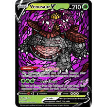 Venusaur V (Stained-Glass) Custom Pokemon Card Dark Blossom / With Text Silver Foil