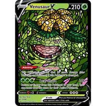 Venusaur V (Stained-Glass) Custom Pokemon Card Shining / With Text Silver Foil
