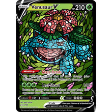 Venusaur V (Stained-Glass) Custom Pokemon Card Standard / With Text Silver Foil