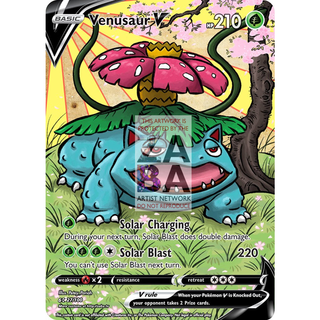 Venusaur V (Traditional Japanese Style Inspired) Custom Pokemon Card - ZabaTV