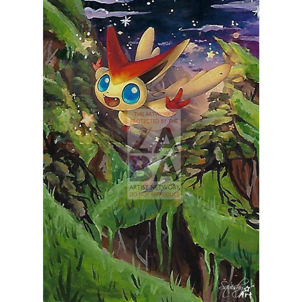 Victini 10/145 Guardians Rising Extended Art Custom Pokemon Card Textless Silver Holographic