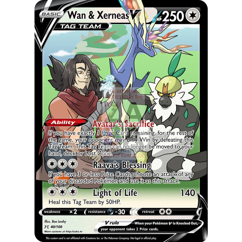 Wan & Xerneas V Custom Lok X Pokemon Card