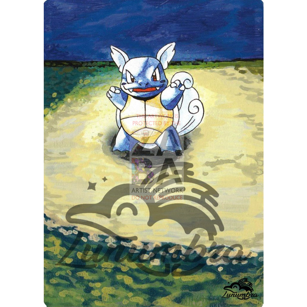 Wartortle 42/102 Base Set Extended Art Custom Pokemon Card Textless Silver Holographic