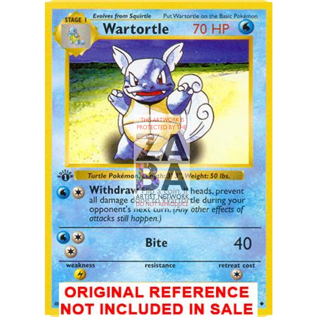 Wartortle 42/102 Base Set (+Text) Extended Art Custom Pokemon Card - ZabaTV