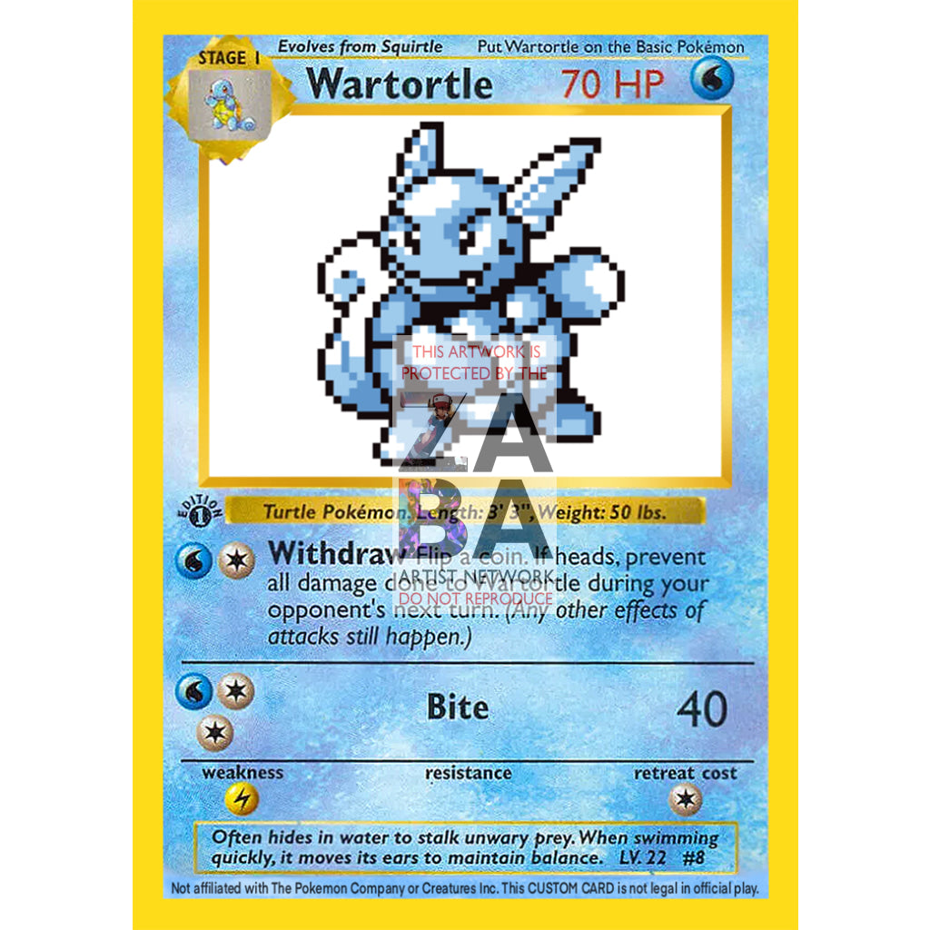 Wartortle Game Sprite Custom Pokemon Card - ZabaTV