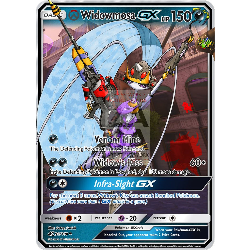Widowmosa Gx (Pheromosa + Widowmaker) Custom Overwatch Pokemon Card Silver Foil