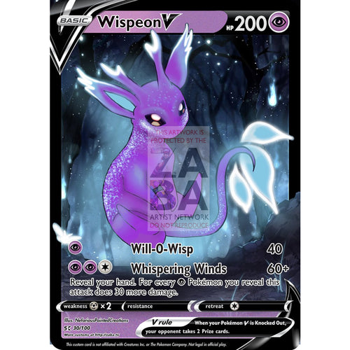 Wispeon V Eeveelution Fakemon Custom Pokemon Card Silver Foil