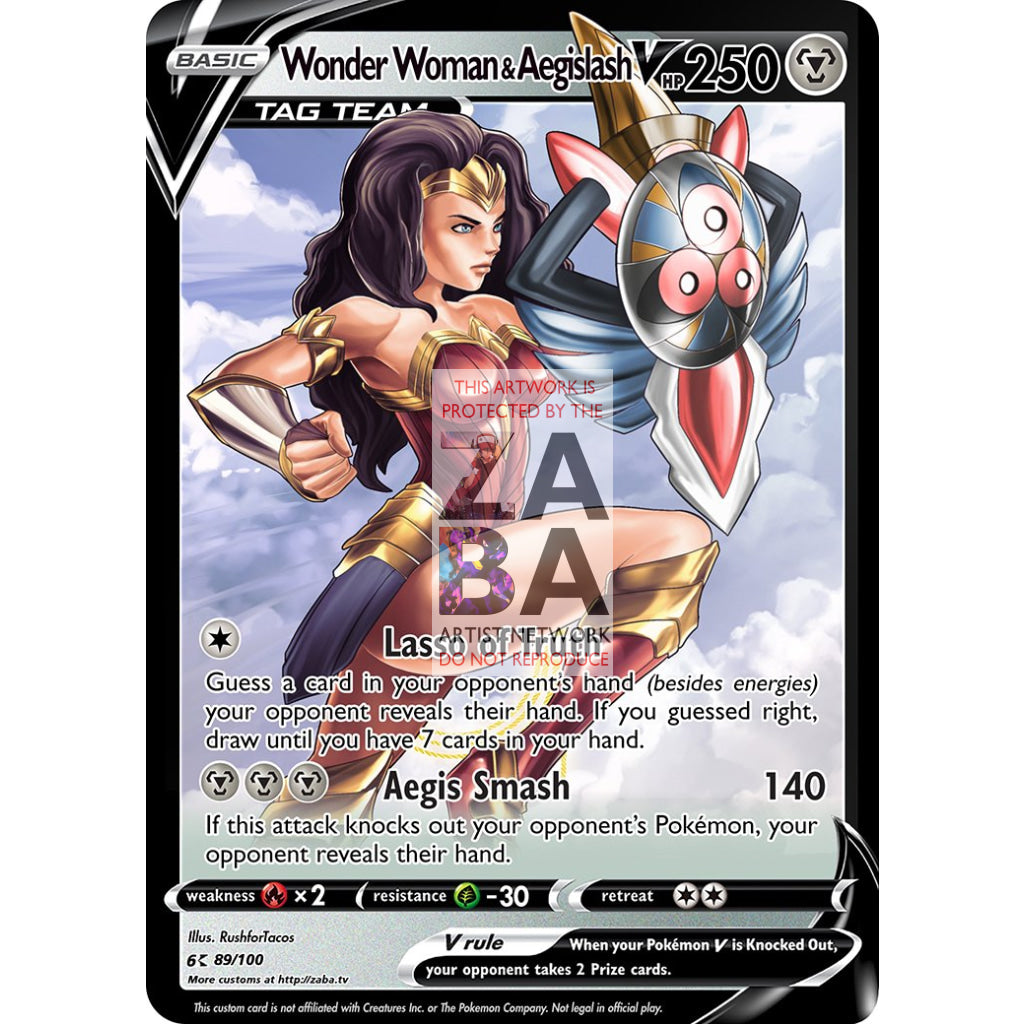 Wonder Woman & Aegislash V Custom Pokemon Card - ZabaTV