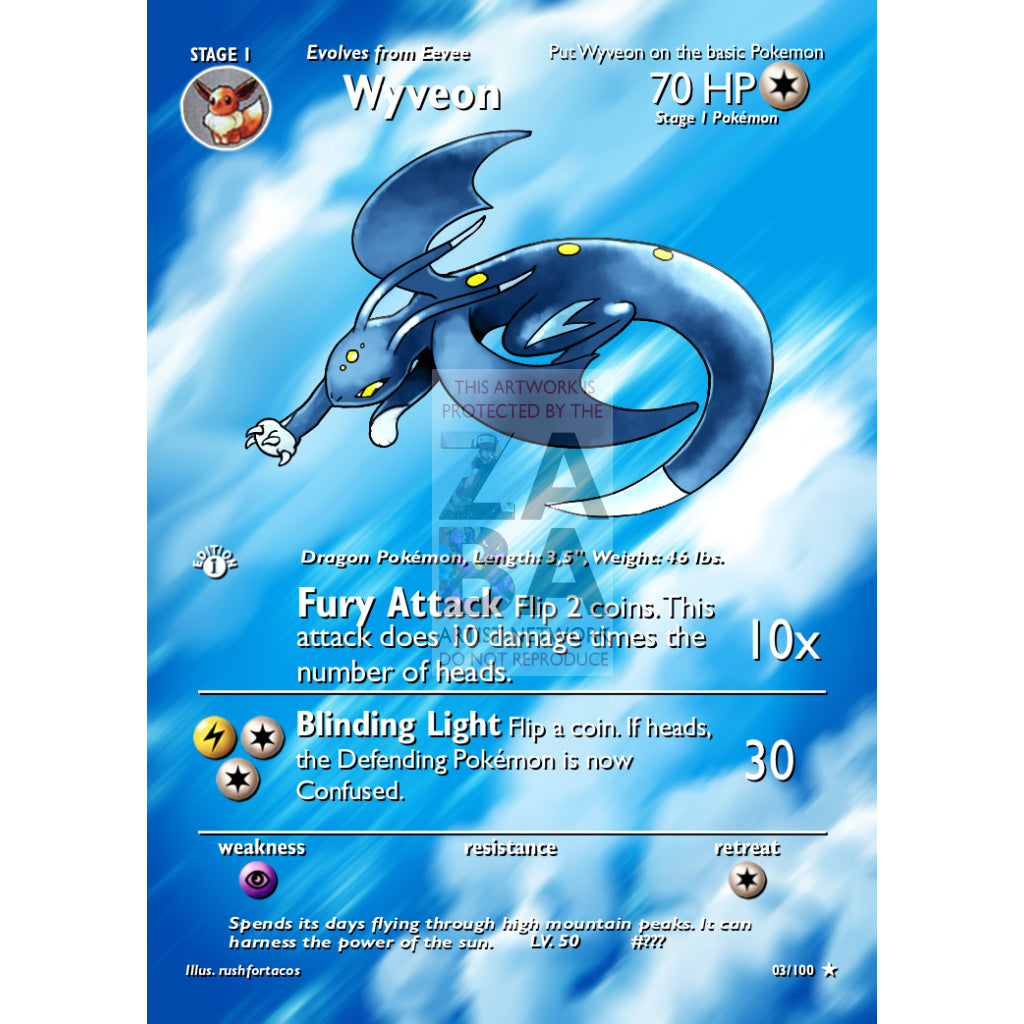 Wyveon (Eeveelution) Custom Pokemon Card - ZabaTV