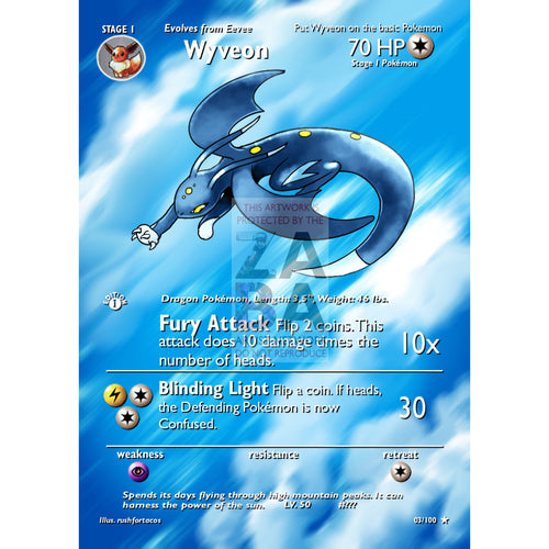 Wyveon (Eeveelution) Custom Pokemon Card Extended Plus Text