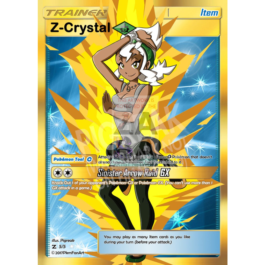 Z-Crystal Grass Item Card Pigreak Custom Pokemon
