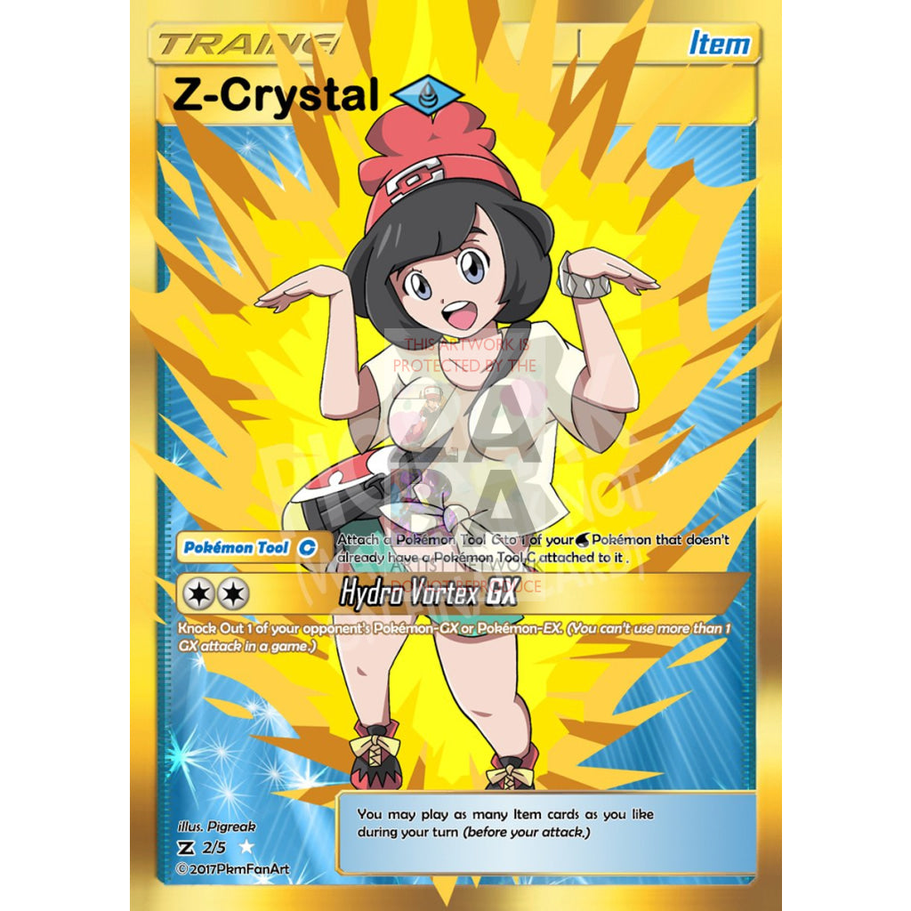 Z-Crystal Water Item Card Pigreak Custom Pokemon