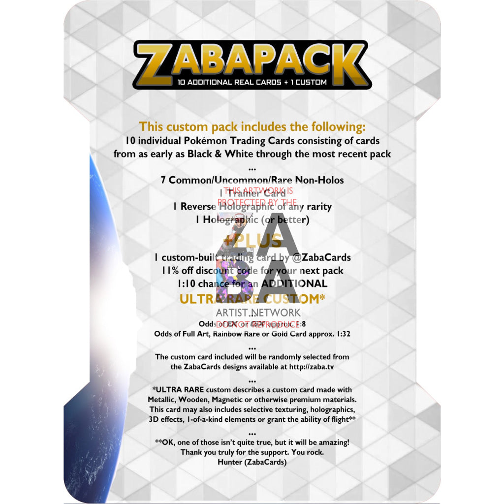 Zaba Collector Pack- Pokemon Cards + Custom Card Pack - ZabaTV