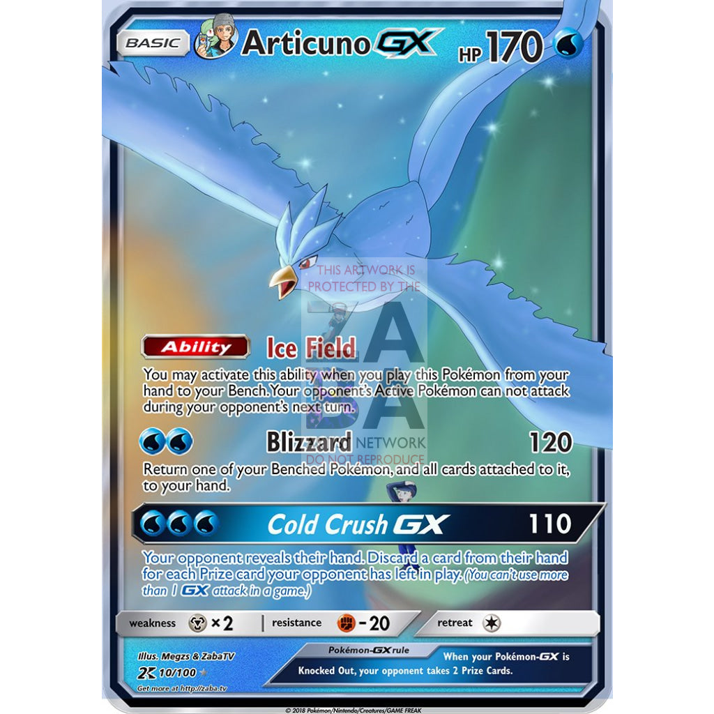 Zabas Articuno Gx Custom Pokemon Card Silver Holographic