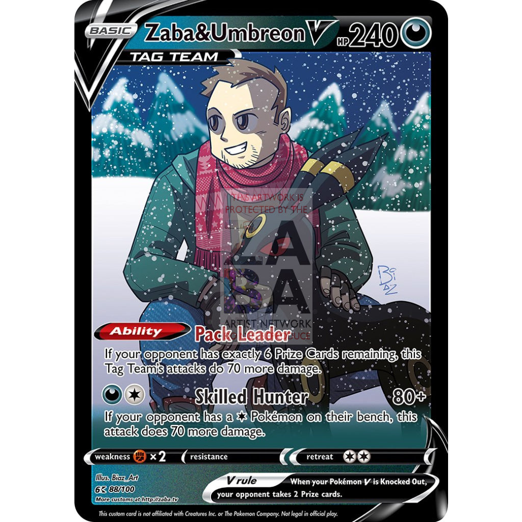 Zaba & Umbreon V Custom Pokemon Card Silver Foil