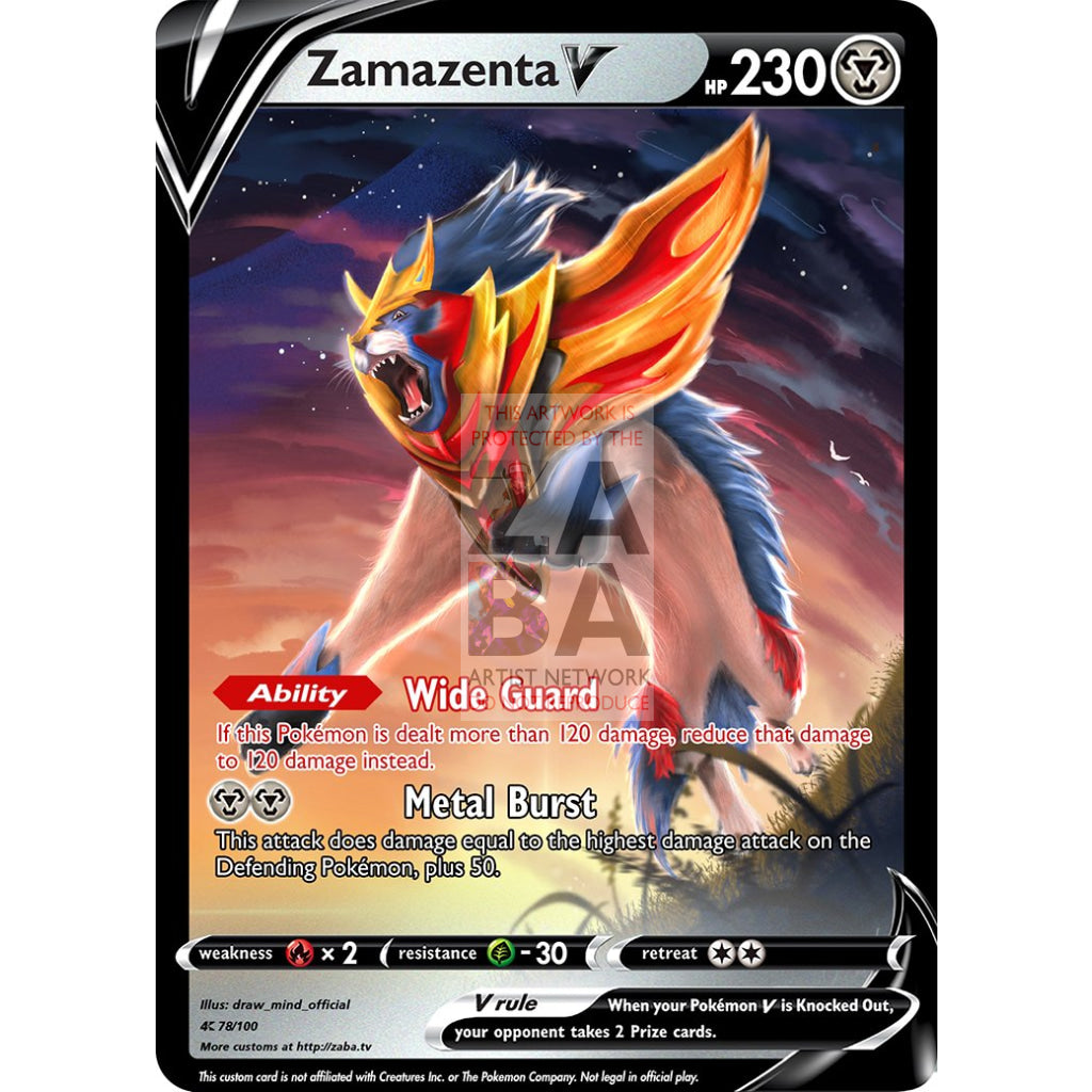 Zamazenta V Custom Pokemon Card Silver Foil