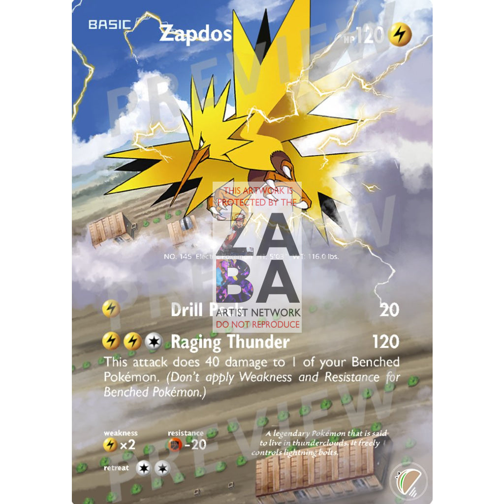 Zapdos 23/108 Roaring Skies Extended Art Custom Pokemon Card - ZabaTV