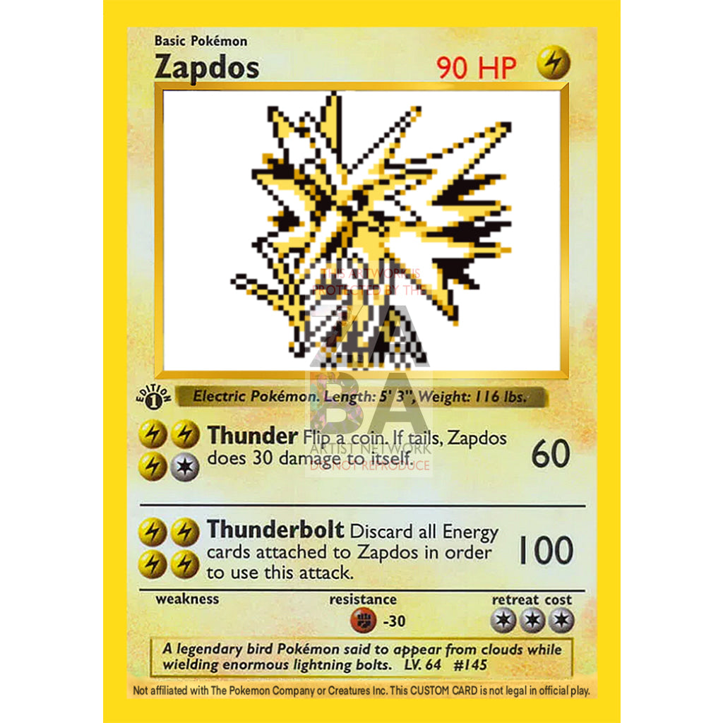 Zapdos Game Sprite Custom Pokemon Card - ZabaTV