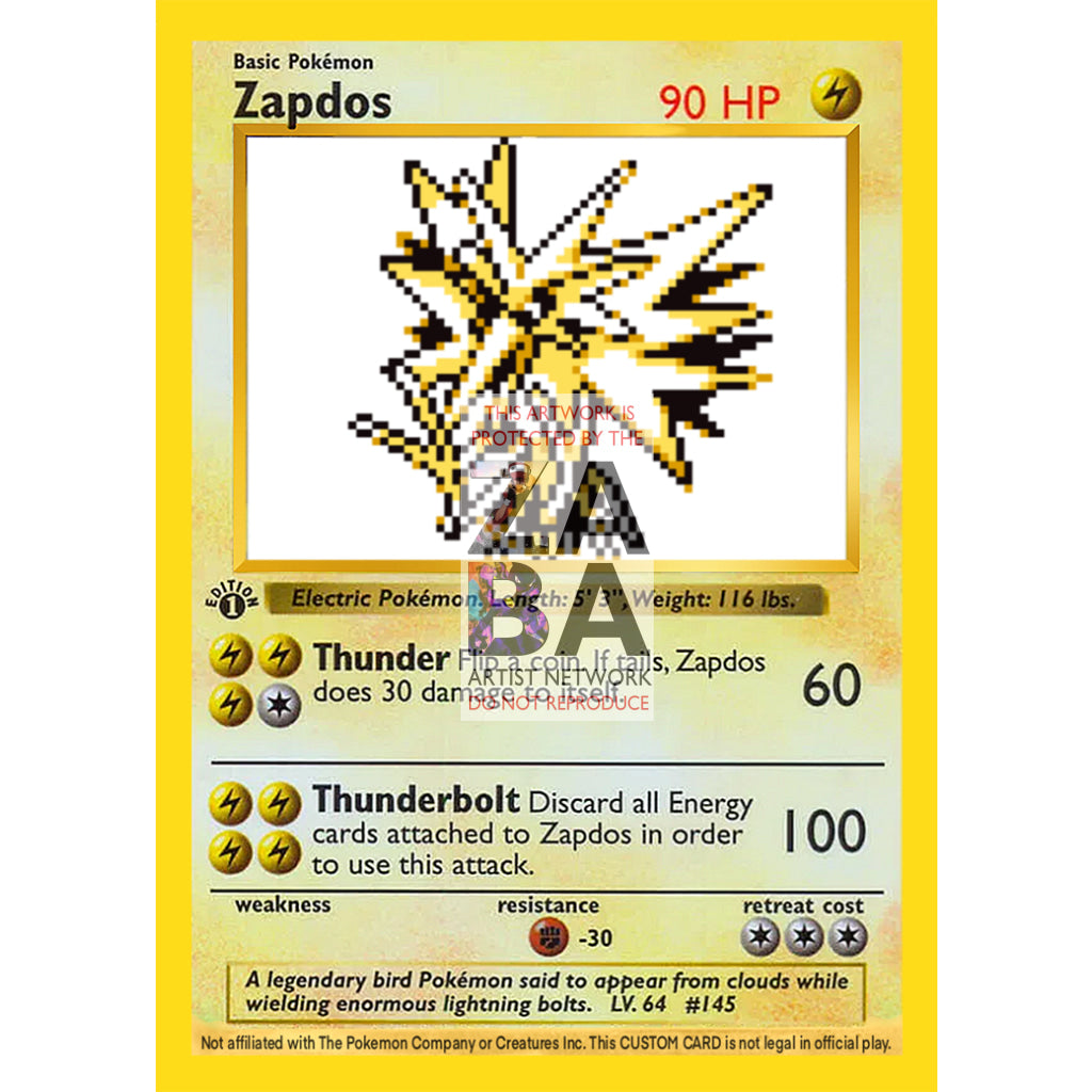 Zapdos Game Sprite Custom Pokemon Card - ZabaTV