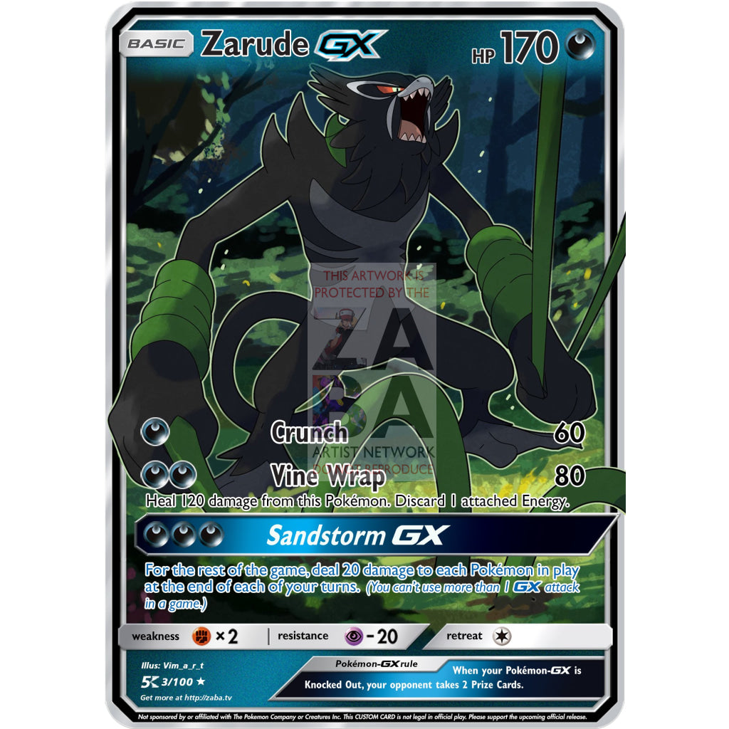 Zarude Gx Custom Pokemon Card