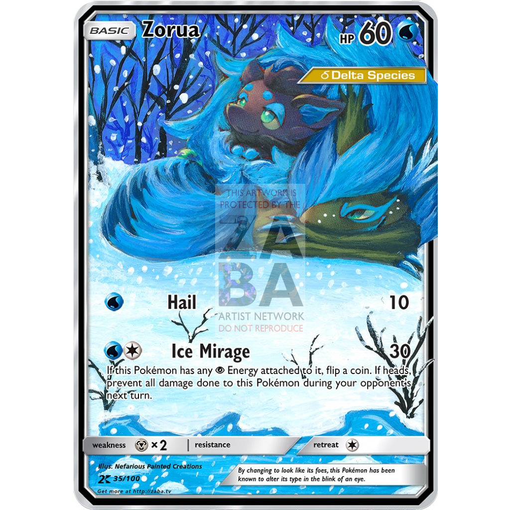 Zorua Delta Species Custom Pokemon Card Silver Holographic