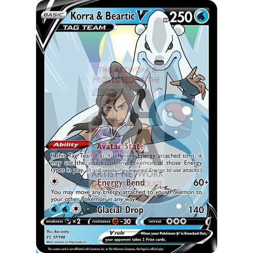 Korra & Beartic V Custom Lok X Pokemon Card Silver Foil