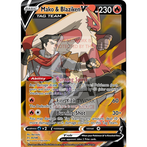 Mako & Blaziken V Custom Lok X Pokemon Card Silver Foil